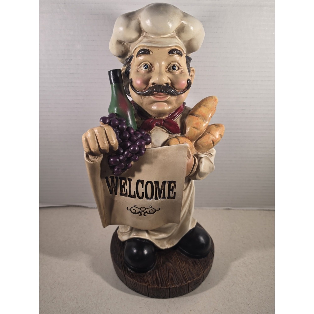Vintage Welcome Italian Chef Statue Figure Kitchen Decor